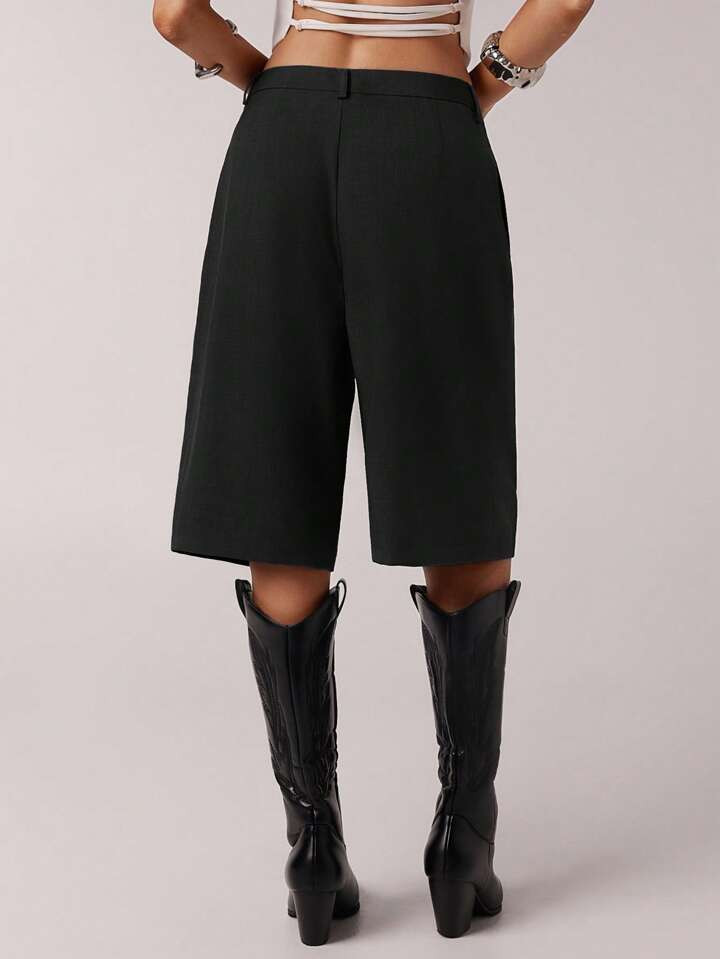 SHEIN Forever 21 Spring Simple Commuting Gray Bermuda Women Shorts Suit | SHEIN