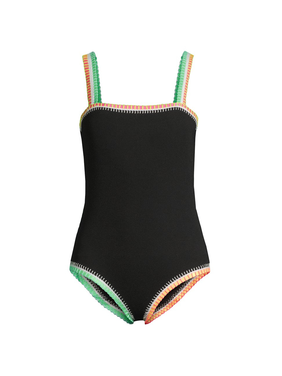 Women's Crochet-Trim One-Piece Swimsuit - Black Multi - Size Large | Saks Fifth Avenue