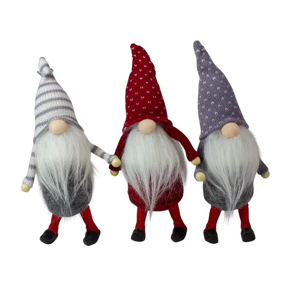 Northlight Set of 3 Standing Gnome Christmas Ornaments 10" | Target
