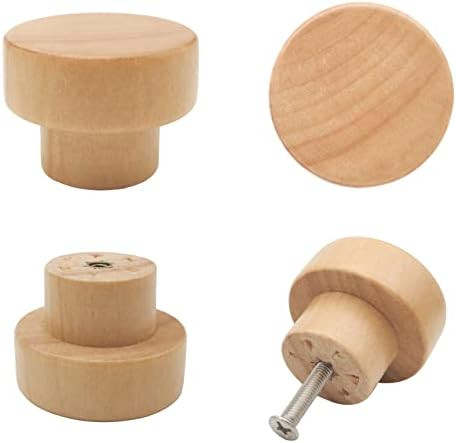 Bmgop 10PCS Wood Knobs Flat Top Round Cabinet Knobs 1.39"(35mm) Natural Wooden Furniture Drawer K... | Amazon (US)