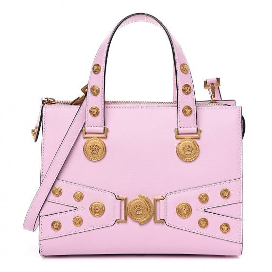 VERSACE Calfskin Medusa Stud Tribute Tote Pink | Fashionphile