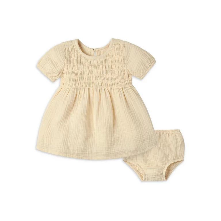 Modern Moments by Gerber Baby Girl Gauze Dress with Diaper Cover, 2-Piece, Sizes 0/3M -24M | Walmart (US)