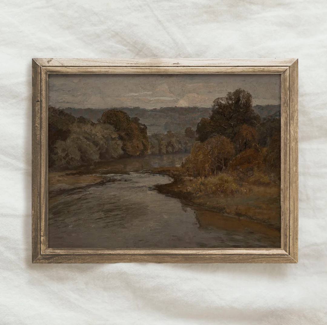 Vintage Moody Neutral Landscape PRINTABLE / Rustic Scenery Art Print / Antique Oil Painting Digit... | Etsy (US)
