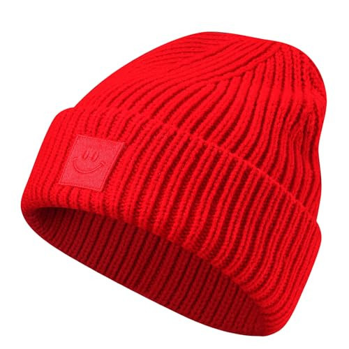 MaxNova Beanie Hat Thick Warm Winter Hat Unisex Red | Amazon (US)