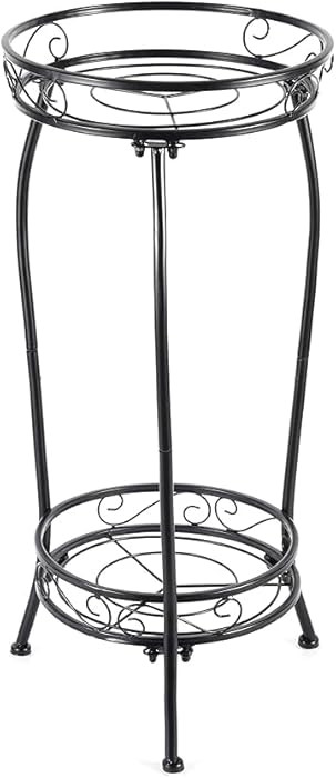 Plant Stand Indoor Outdoor，Tall Black Metal Rustproof Stable Plant Stands，2 Tier 27.1 inch Mu... | Amazon (US)