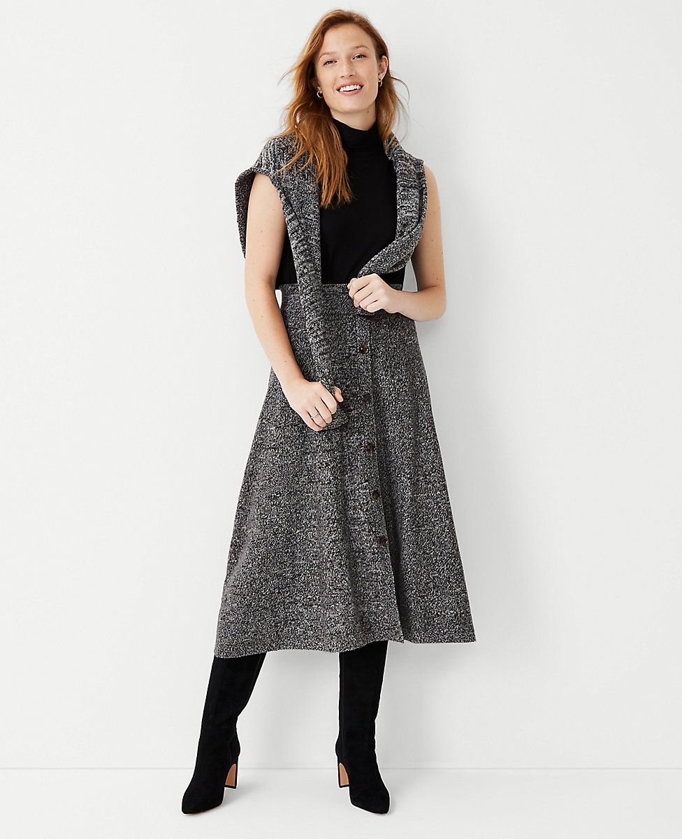 Marled Button Sweater Skirt | Ann Taylor (US)