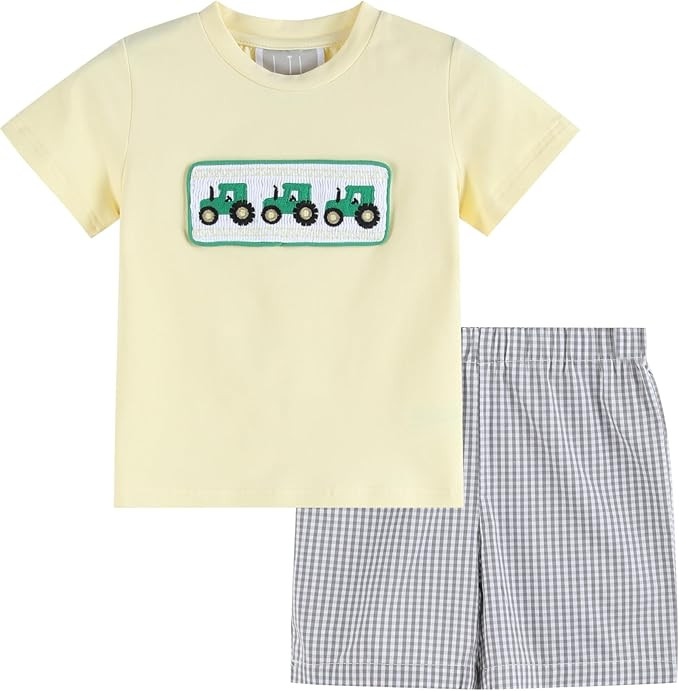 Lil cactus Boys Smocked or Applique Shirt and Shorts 2pc. Set | Amazon (US)