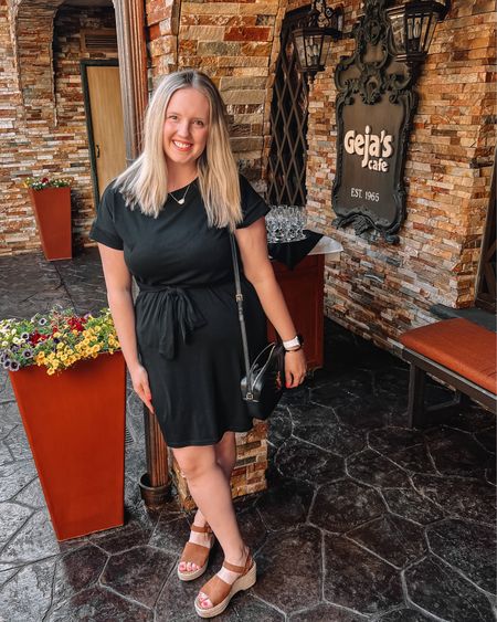 Little black dress (tee shirt dress) great summer dress option. Sandals are a neutral easy to match pair, have had them for years. As always, love my YSL camera bag and can’t recommend it enough!

#LTKMidsize #LTKItBag #LTKShoeCrush