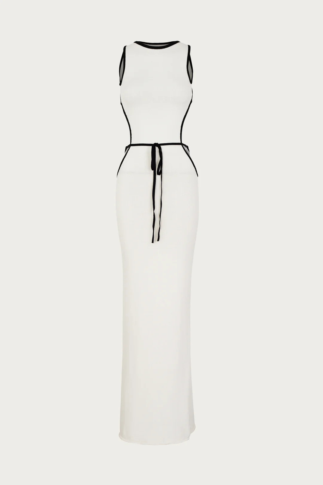 Tie Maxi Dress (Cream/Black) | SAME
