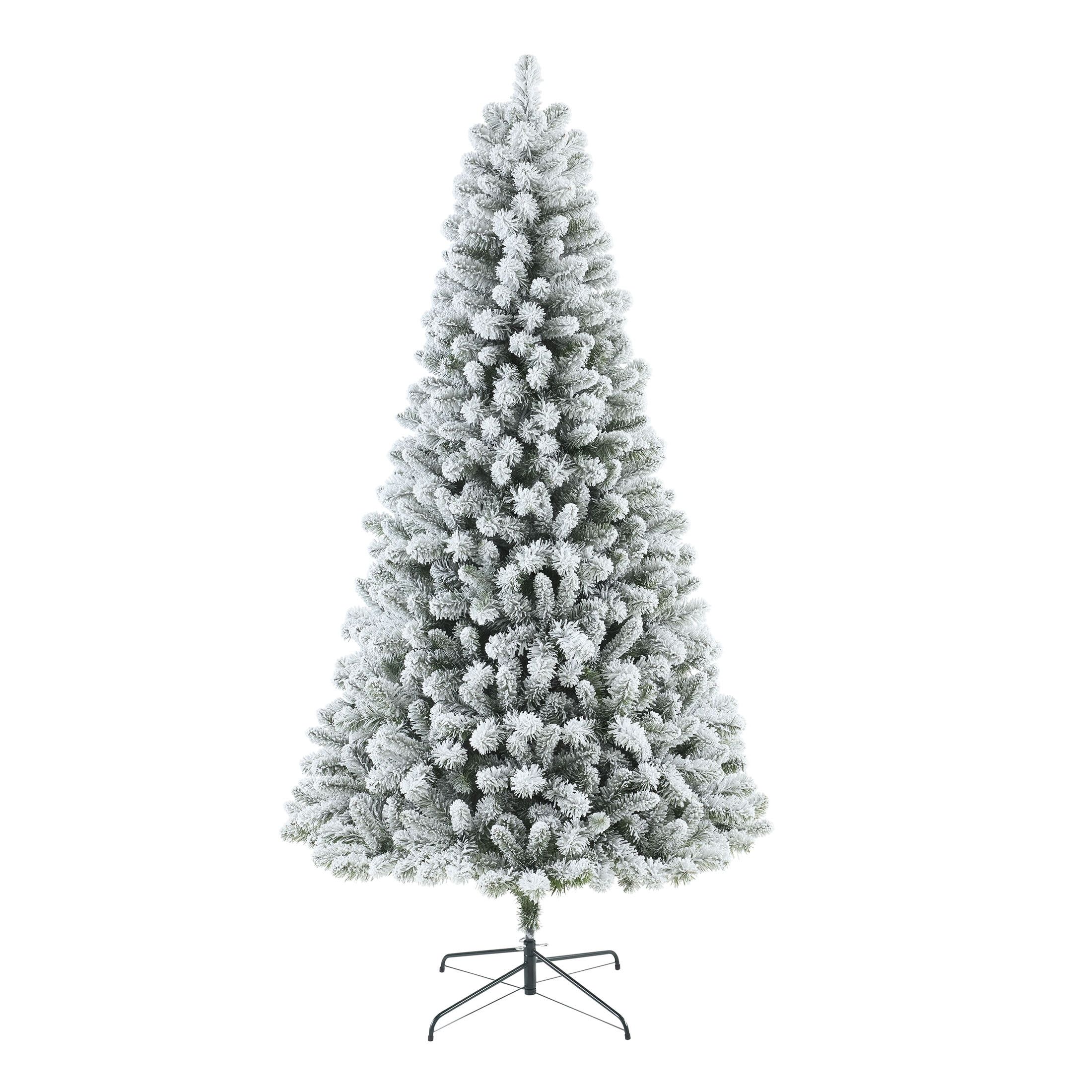 Holiday Time 7.5ft Pre-Lit Flocked Frisco Pine Artificial Christmas Tree, 350 LED, Green, 7.5' | Walmart (US)