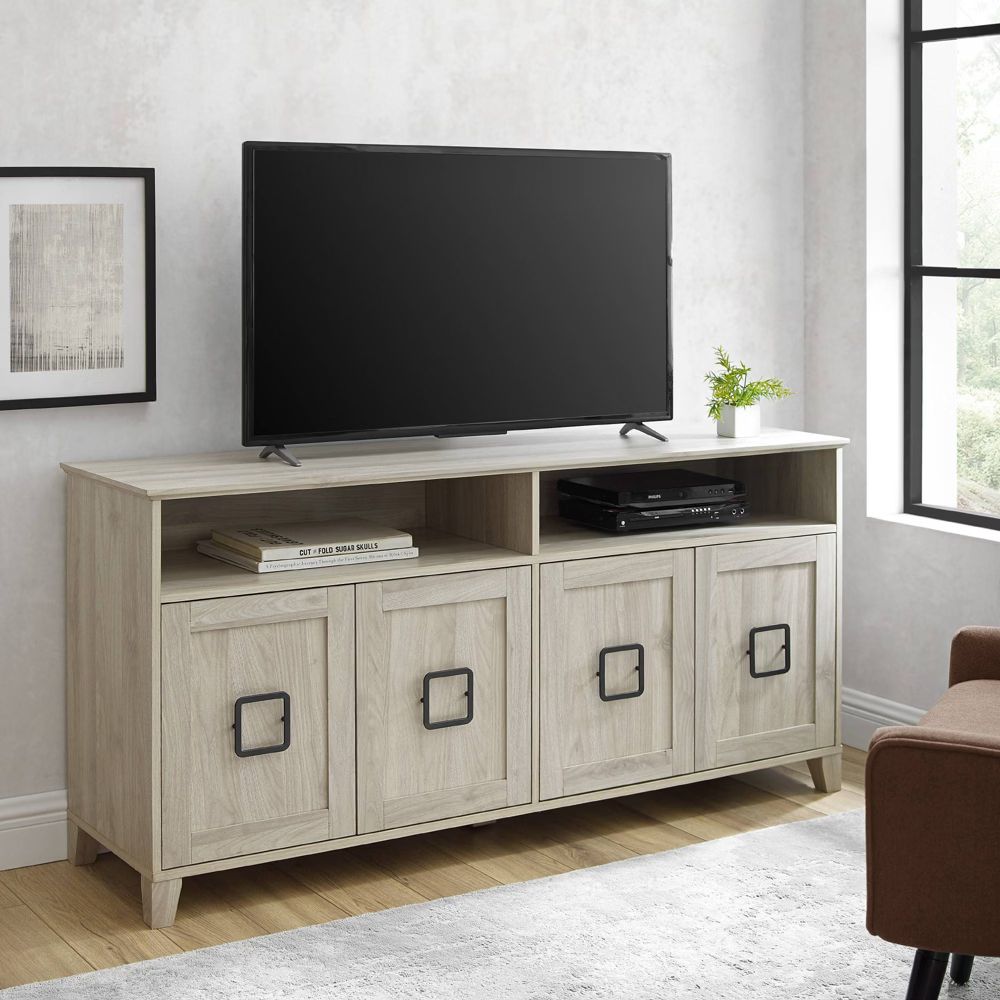 4 Door Modern Media Center TV Stand for TVs up to 65"" Birch - Saracina Home | Target