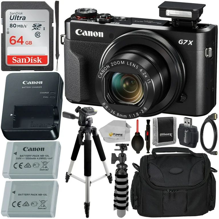 Canon PowerShot G7 X Mark II Digital Camera (Black) with Essential Accessory Bundle - Includes: S... | Walmart (US)