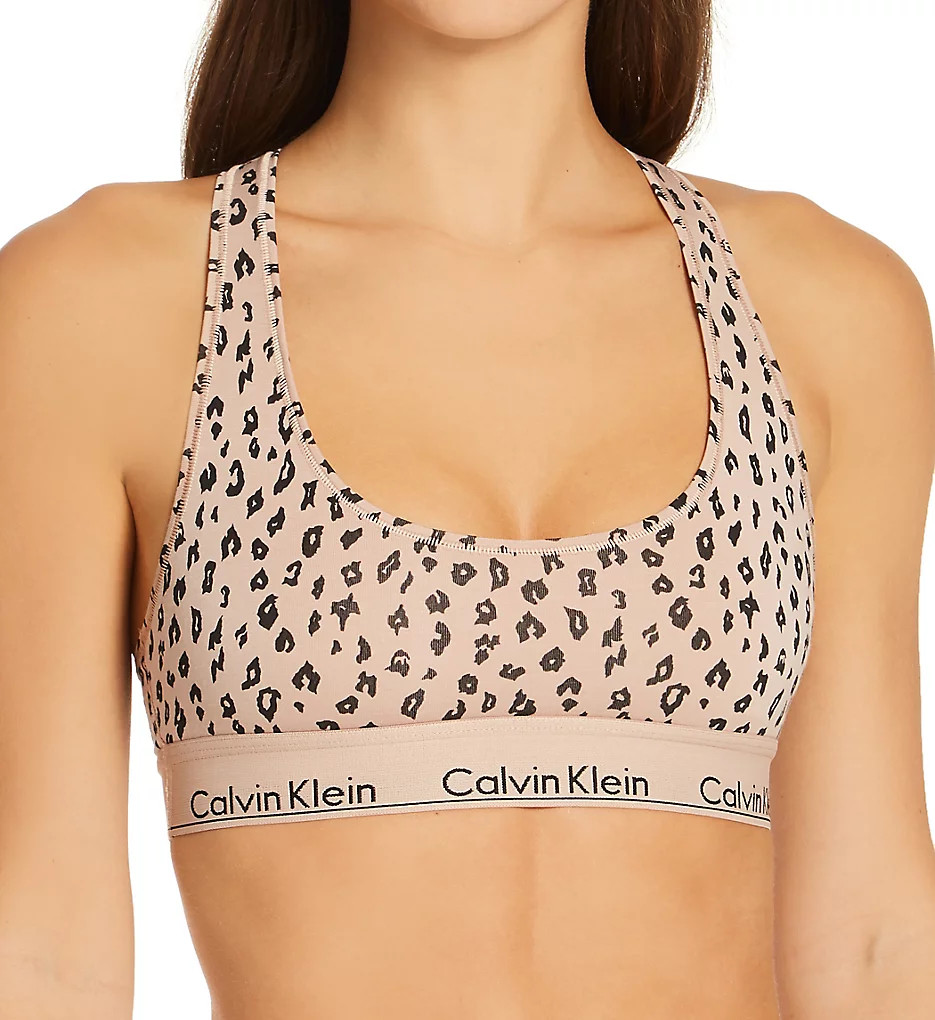 Calvin Klein Women's Modern Cotton Unlined Racerback Bralette in Savannah Cheetah/Honey | Size Small | HerRoom.com | HerRoom