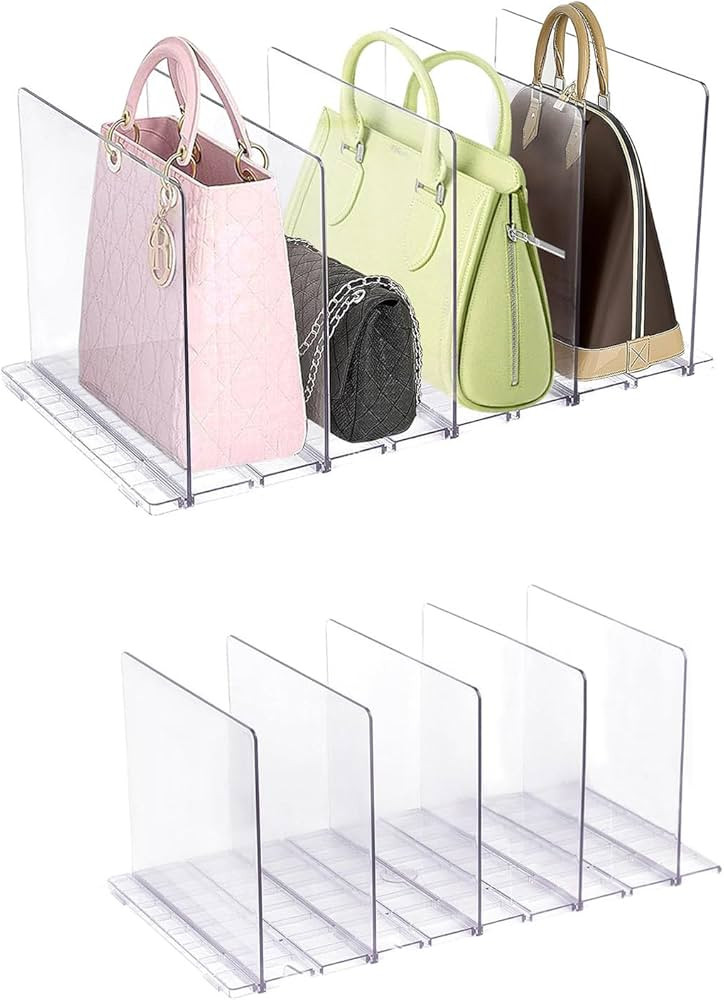 Purse Organizer for Closet 10 Pack Clear Shelves Divider Clothes Purse Bag Handbag Organizer Book... | Amazon (US)