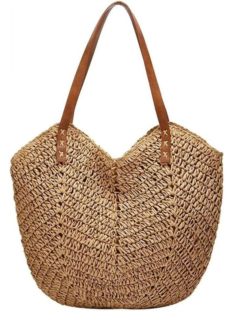 Straw Bags for Women - Summer Beach Woven Tote Hobo Handbag Casual Straw Shoulder Bags for Travel... | Walmart (US)