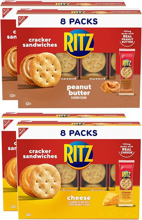 RITZ Peanut Butter & Cheese Sandwich Crackers Variety Pack, 32 Snack Packs | Amazon (US)