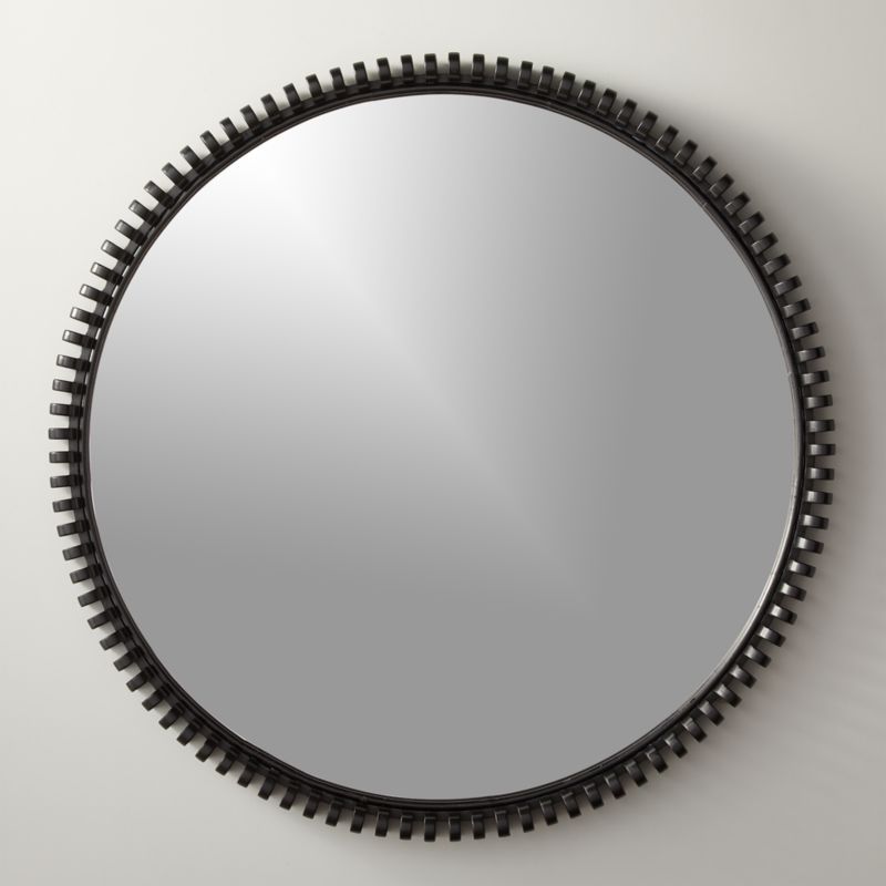 Monaco Black Round Modern Wall Mirror 33.5" + Reviews | CB2 | CB2