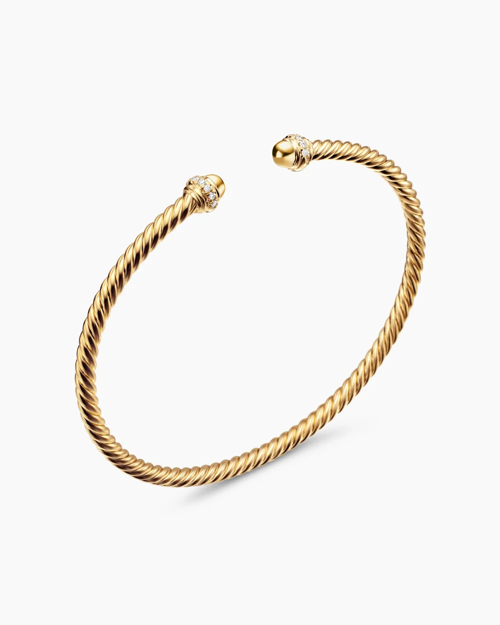 David Yurman | Classic Cablespira Bracelet in 18K Yellow Gold with Diamonds, 3mm | David Yurman