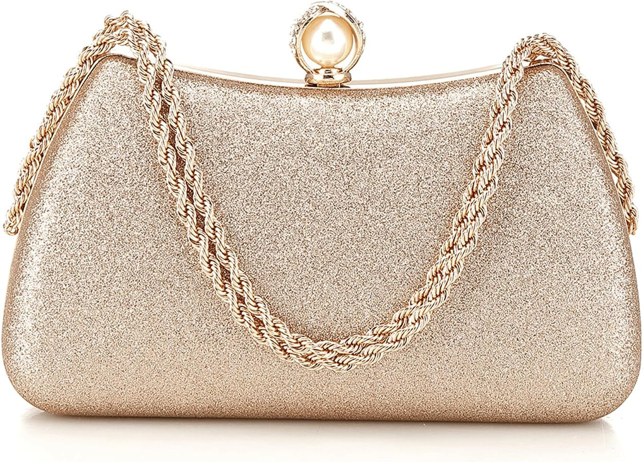 Clutch Purses for Women Glitter Evening Bag Wedding Guest Purse With Detachable Chain Handbags Fo... | Amazon (US)