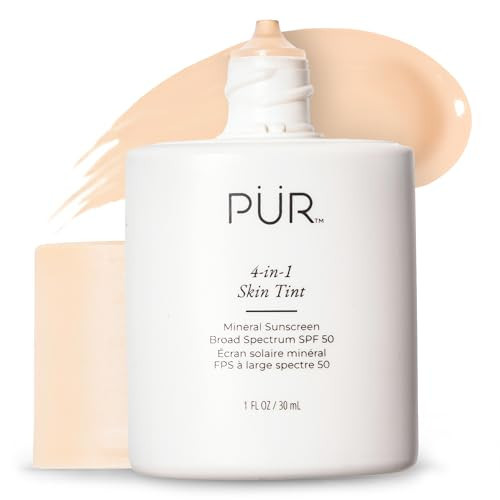 PÜR MINERALS Tinted Sunscreen for Face, 4-in-1 Skin Tint - Broad Spectrum Mineral Sunscreen, SPF 50 - Tinted Facial Moisturizer, Primer & Foundation for Sun Protection - Lightweight – Fair Ivory | Amazon (US)