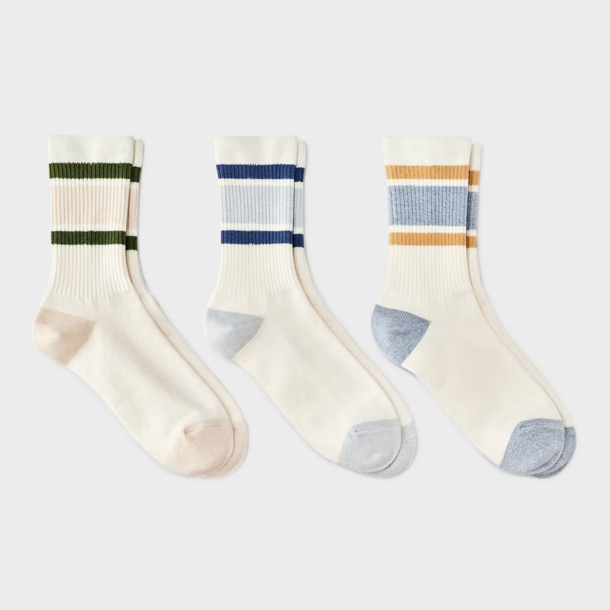 Women's Retro Striped Ribbed 3pk Crew Socks - Universal Thread™ 4-10 | Target