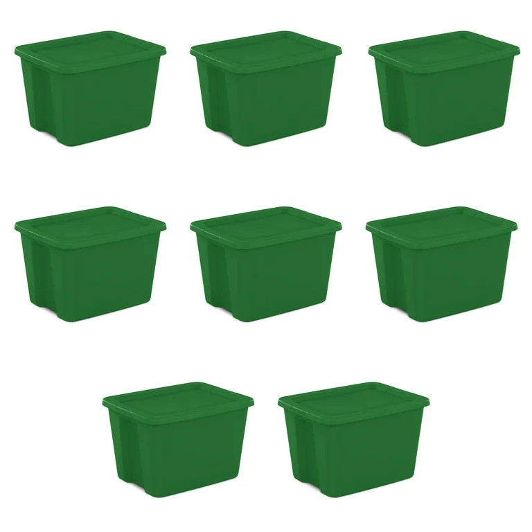 Sterilite 18 Gallon Tote Box Plastic, Elf Green, Set of 8 | Walmart (US)