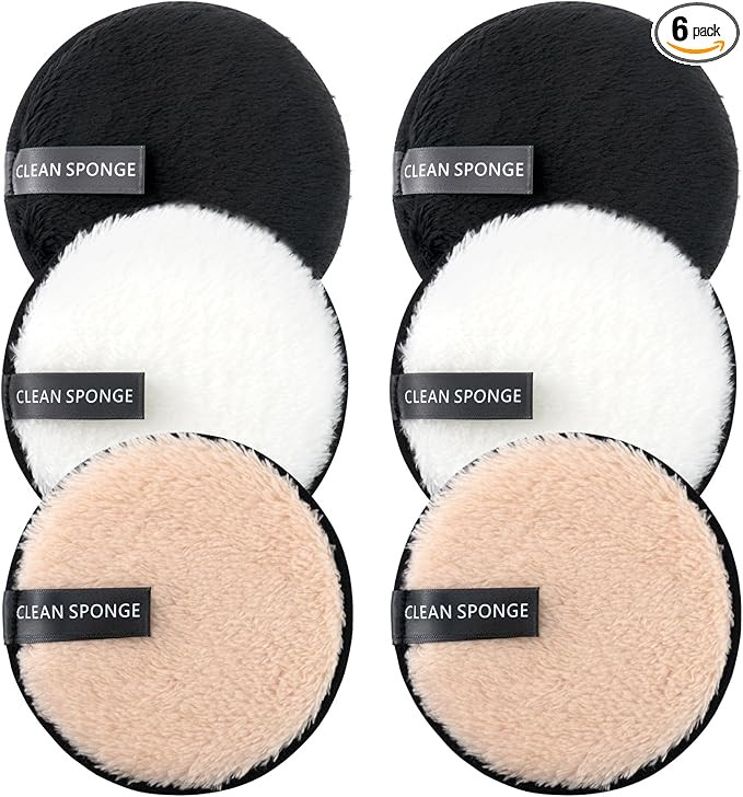 BlingKingdom 6 PCS Makeup Remover Pads Reusable Double-Sided Facial Cleansing Puffs Round Make Up... | Amazon (US)
