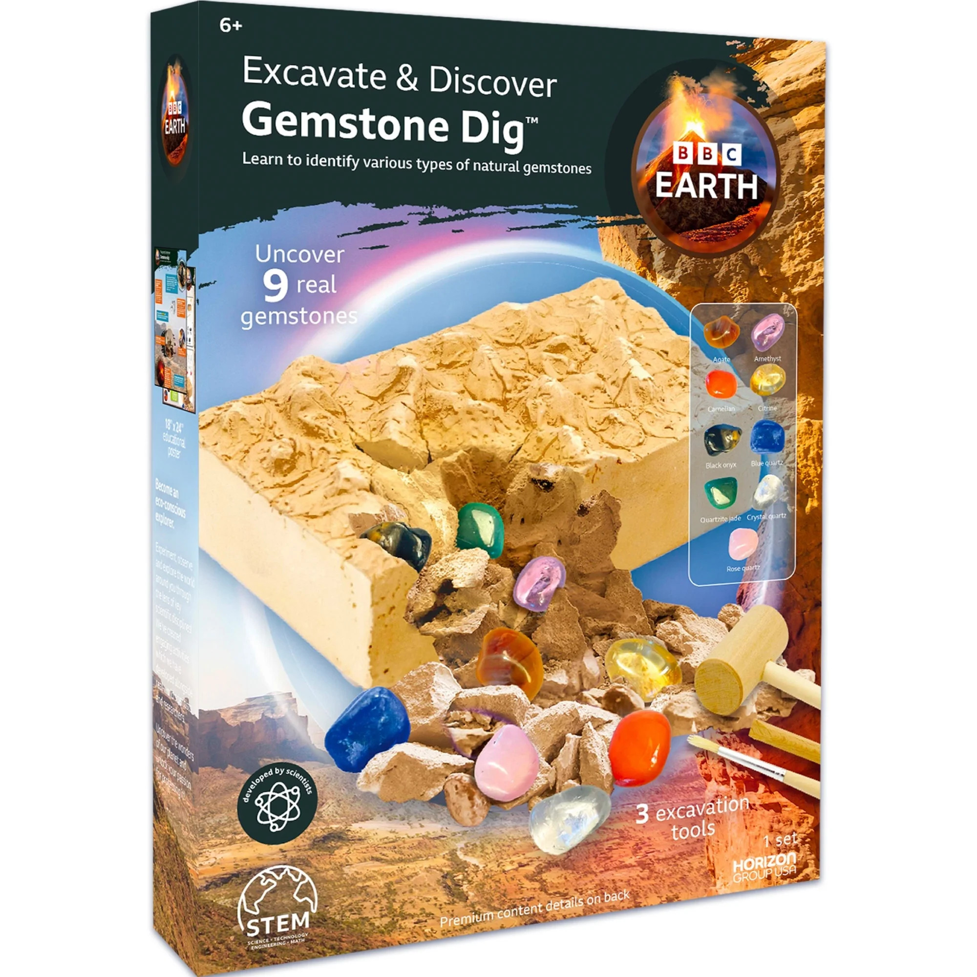 BBC Earth Excavate & Discover Gemstone Dig Kit, Kids STEM Geology Excavation Set for Boys and Gir... | Walmart (US)