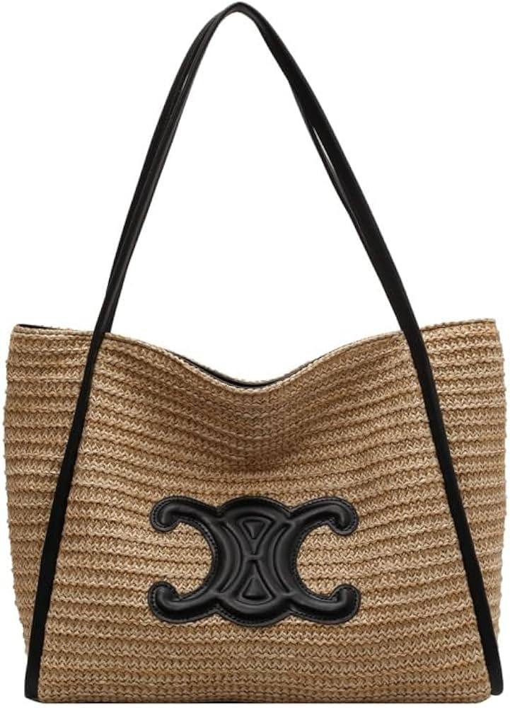 Women's Hand-Woven Straw Vegetable Basket Holiday Beach Shoulder Underarm Large Bag | Amazon (US)