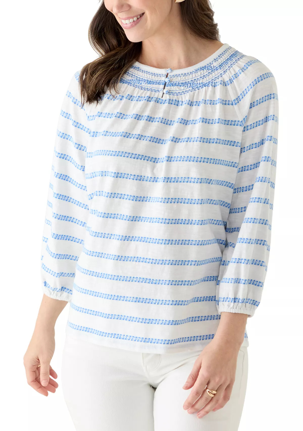 Kim Rogers®Women's 3/4 Sleeve Smocked Texture Top | Belk