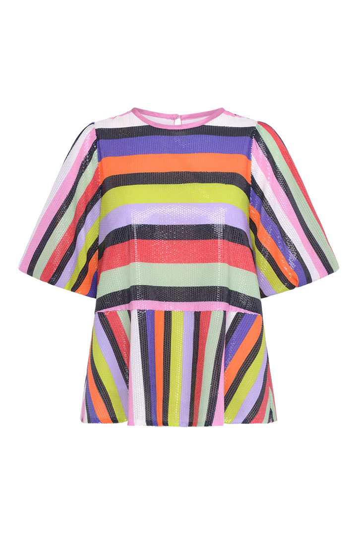 Monica Stripe Mix Sequin Top | Olivia Rubin