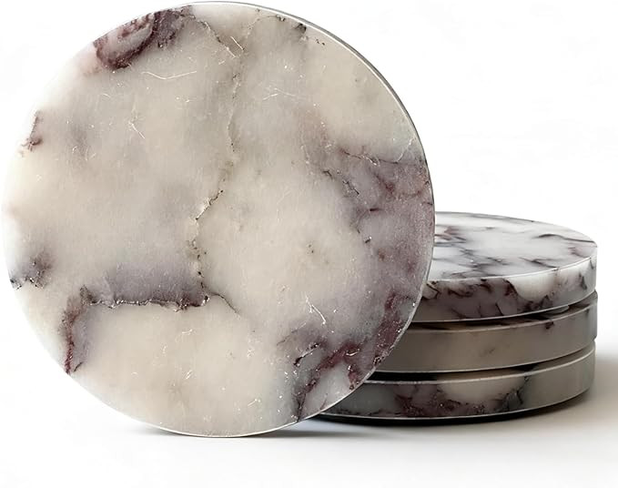 Marble Coasters Set of 4, Handcrafted Drink Protectors, Natural Stone Coaster Bar & Table Decor, ... | Amazon (US)