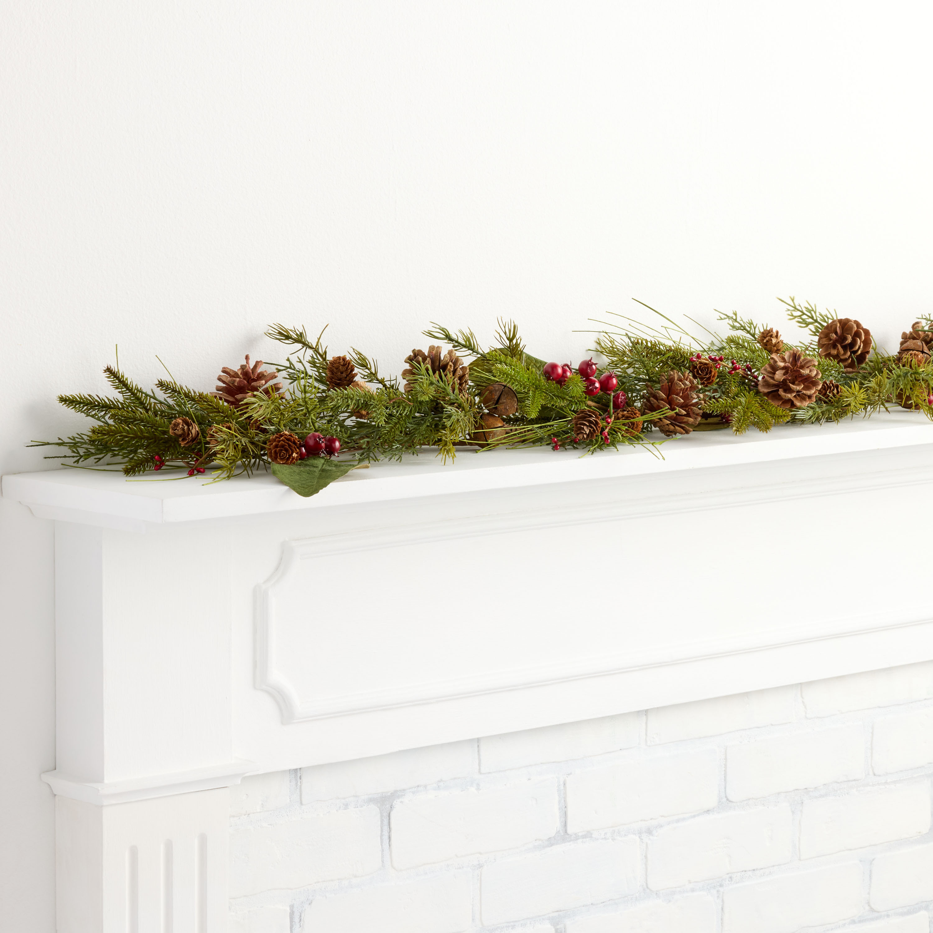 Eucalyptus and Red Berries with Burnished Bells Garland | World Market