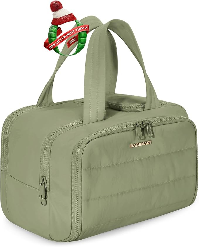 BAGSMART Travel Toiletry Bag, Lightweight Large Wide-open Travel Bag for Women, Puffy Cosmetic Ma... | Amazon (US)