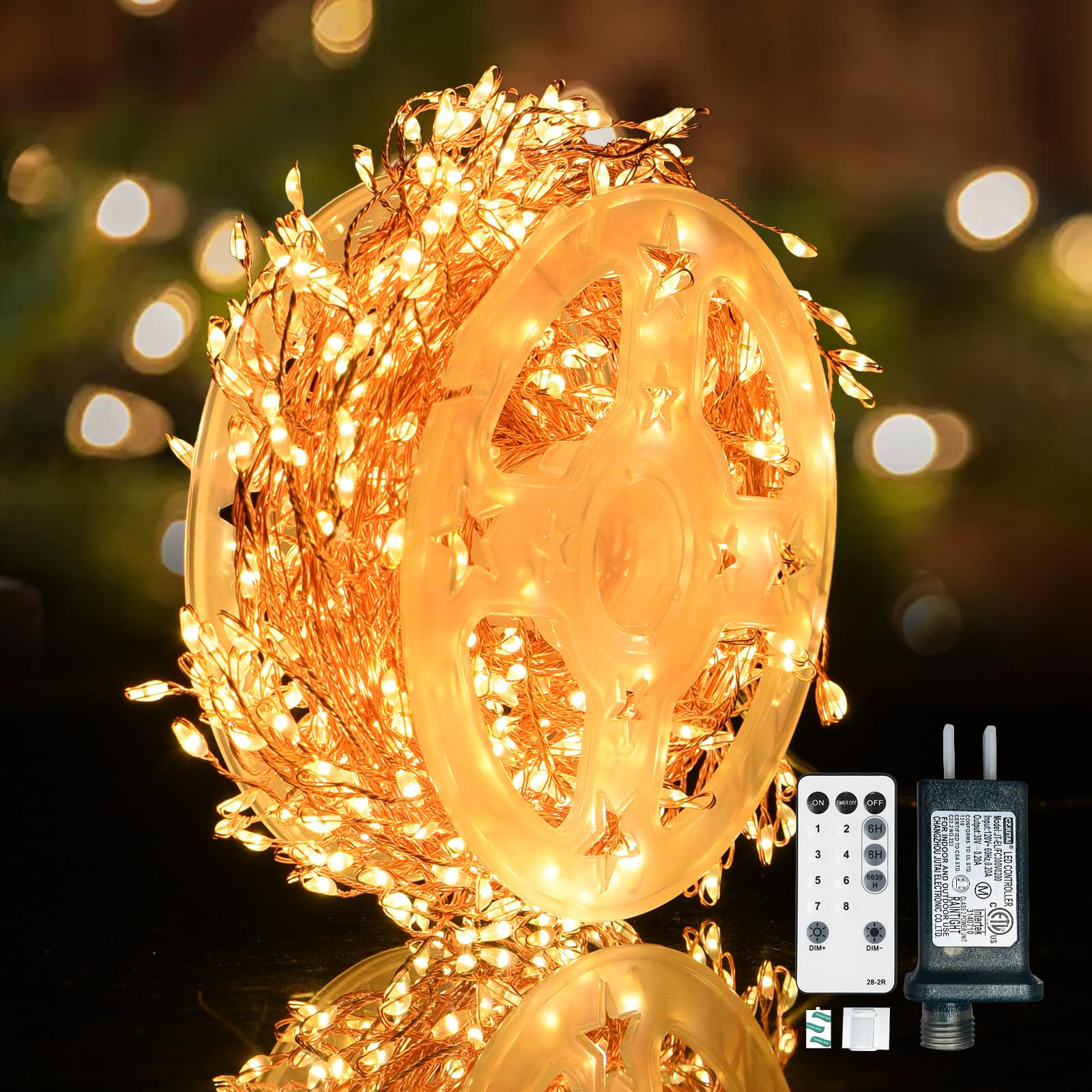 Dailyart Fairy Lights Plug in, 500 Led with Remote 42Ft Small Warm String Lights with Timer Long Twinkle Waterproof String Fairy Lights for Bedroom Outdoor Indoor Decor,Gold Wire | Amazon (US)