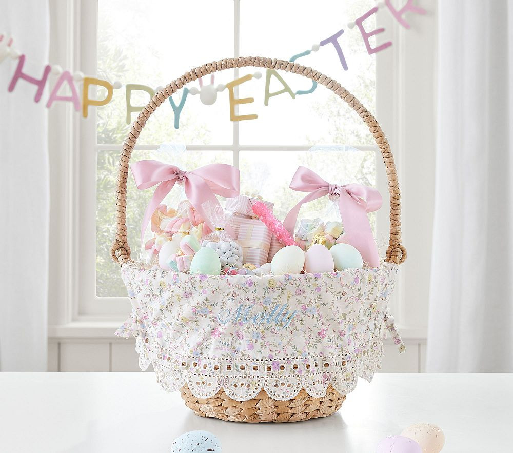 Heritage Floral Eyelet Easter Basket Liners | Pottery Barn Kids