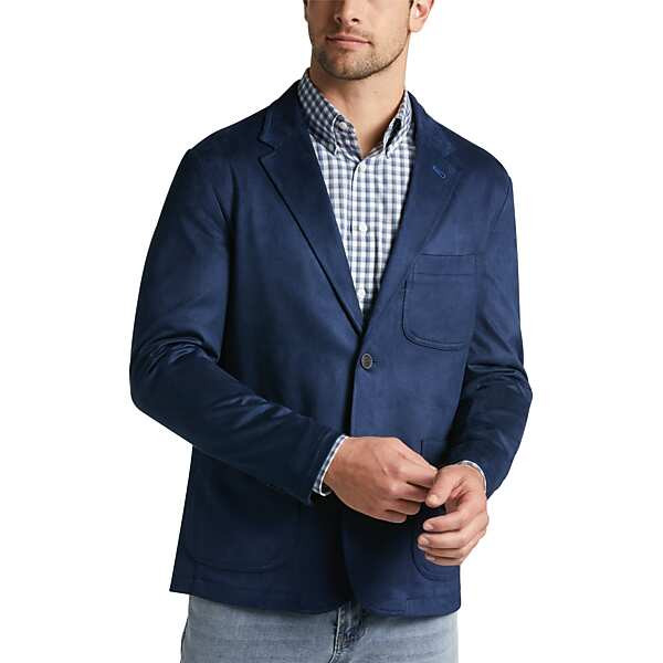 Joseph Abboud Men's Modern Fit Notch Lapel Ultra Suede Soft Jacket Dark Blue - Size: Large | The Men's Wearhouse