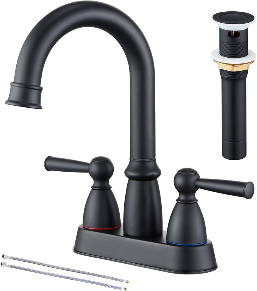 CREA Matter Black Bathroom Faucet,4 Inch Centerset Bathroom Faucets 2 or 3 Hole,2-Handle Bathroom... | Amazon (US)
