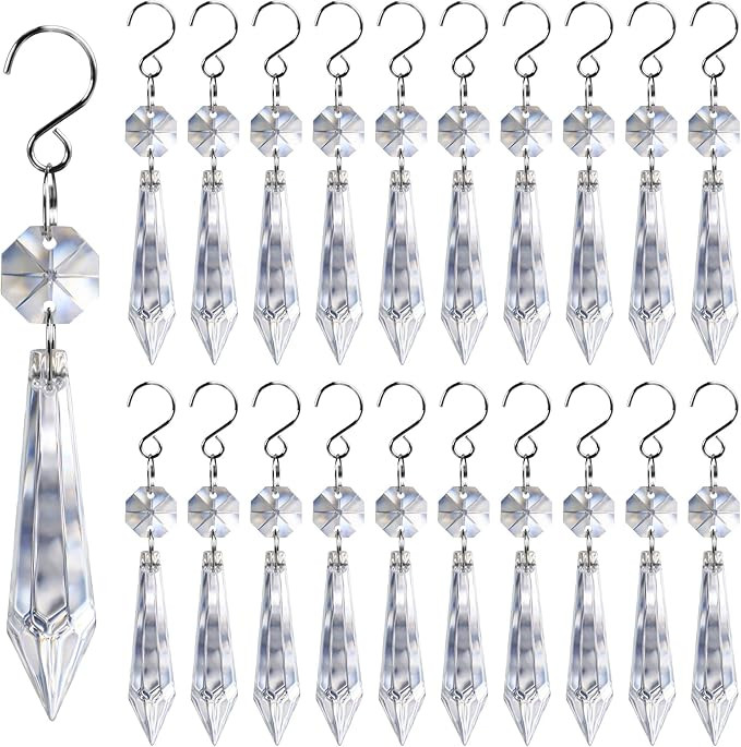 20PCS Clear Chandelier Icicle Crystal Prisms,55mm Chandelier Crystals Replacement,Crystals for Ch... | Amazon (US)