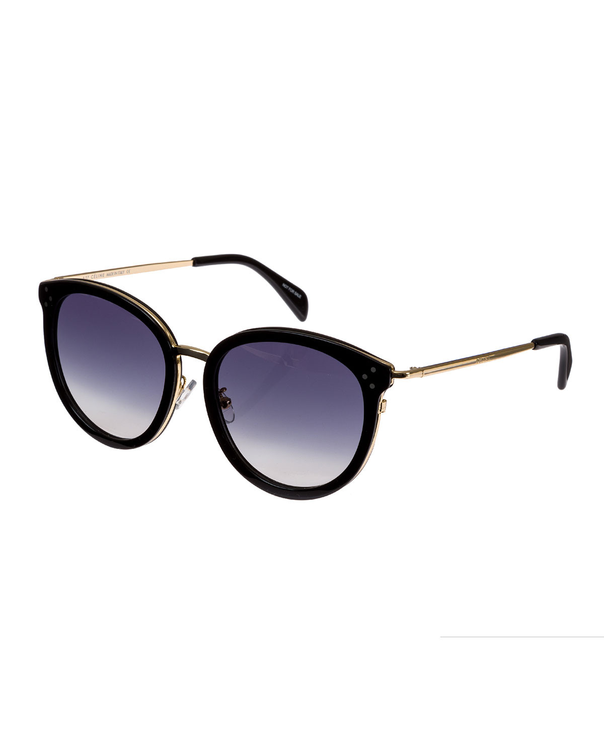 Round Acetate & Metal Gradient Sunglasses, Black | Bergdorf Goodman