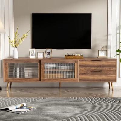 Modern TV Stand for 70 75 inch TV, Mid Century Modern TV Console, Entertainment Center with Storage for Living Room, Retro Brown | Target