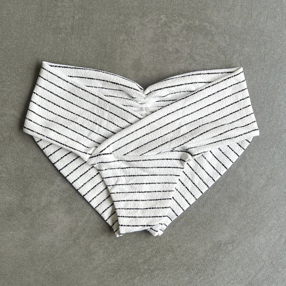 White & Black Seashore Striped Textured Melissa Bikini Bottom | MyBrazilianShop