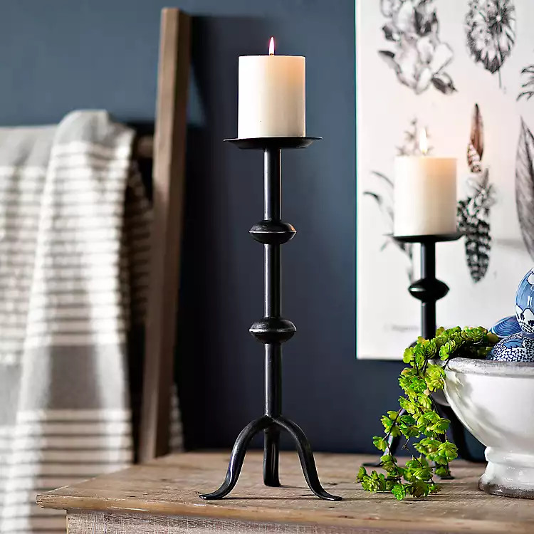 Black Distressed Metal Candle Holder, 16 in. | Kirkland's Home