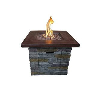 Vesuvius 30 in. x 24 in. Square MGO Gas Fire Pit in Brown | The Home Depot