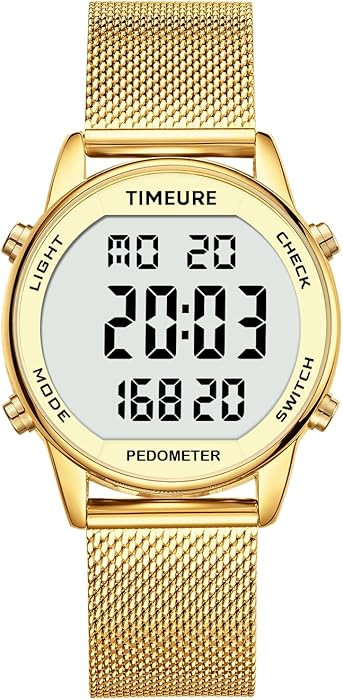 Women's Step Counter Pedometer Watch with Stainless Steel Bracelet, Stylish Design, No App, No Ch... | Amazon (US)