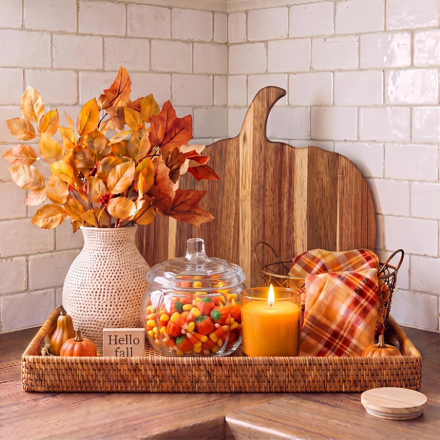 Havawish 7 Pcs Fall Kitchen Tray Table Decorations, Clear, Glass | Amazon (US)