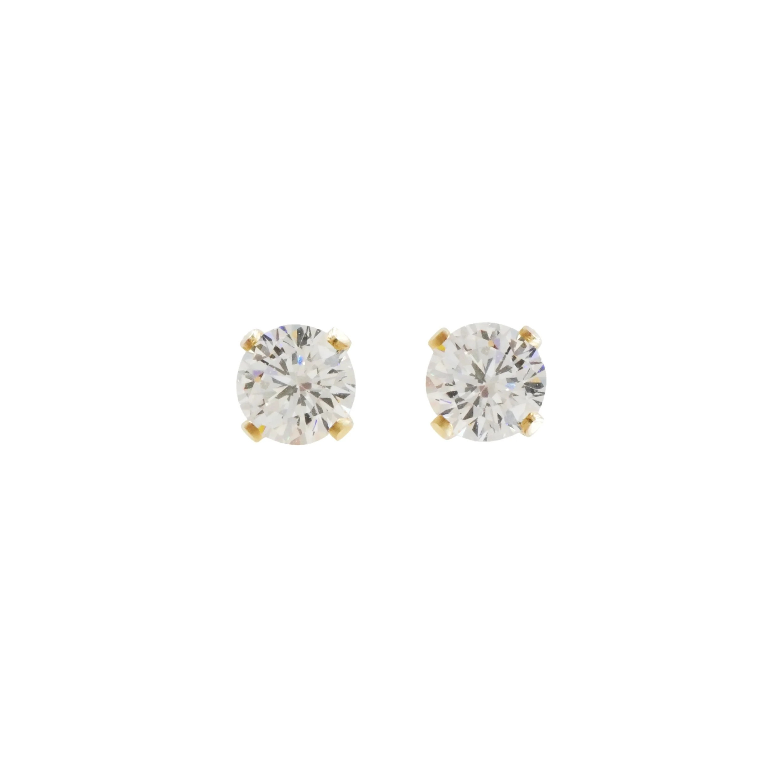 CZ Solitaire Stud Earrings Gold | Amanda Deer Jewelry