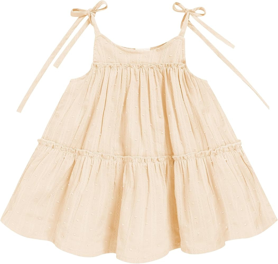 Toddler Baby Girl Summer Dress - Sleeveless Dot Tiered Sundress with Adjustable Tie-Shoulders for... | Amazon (US)