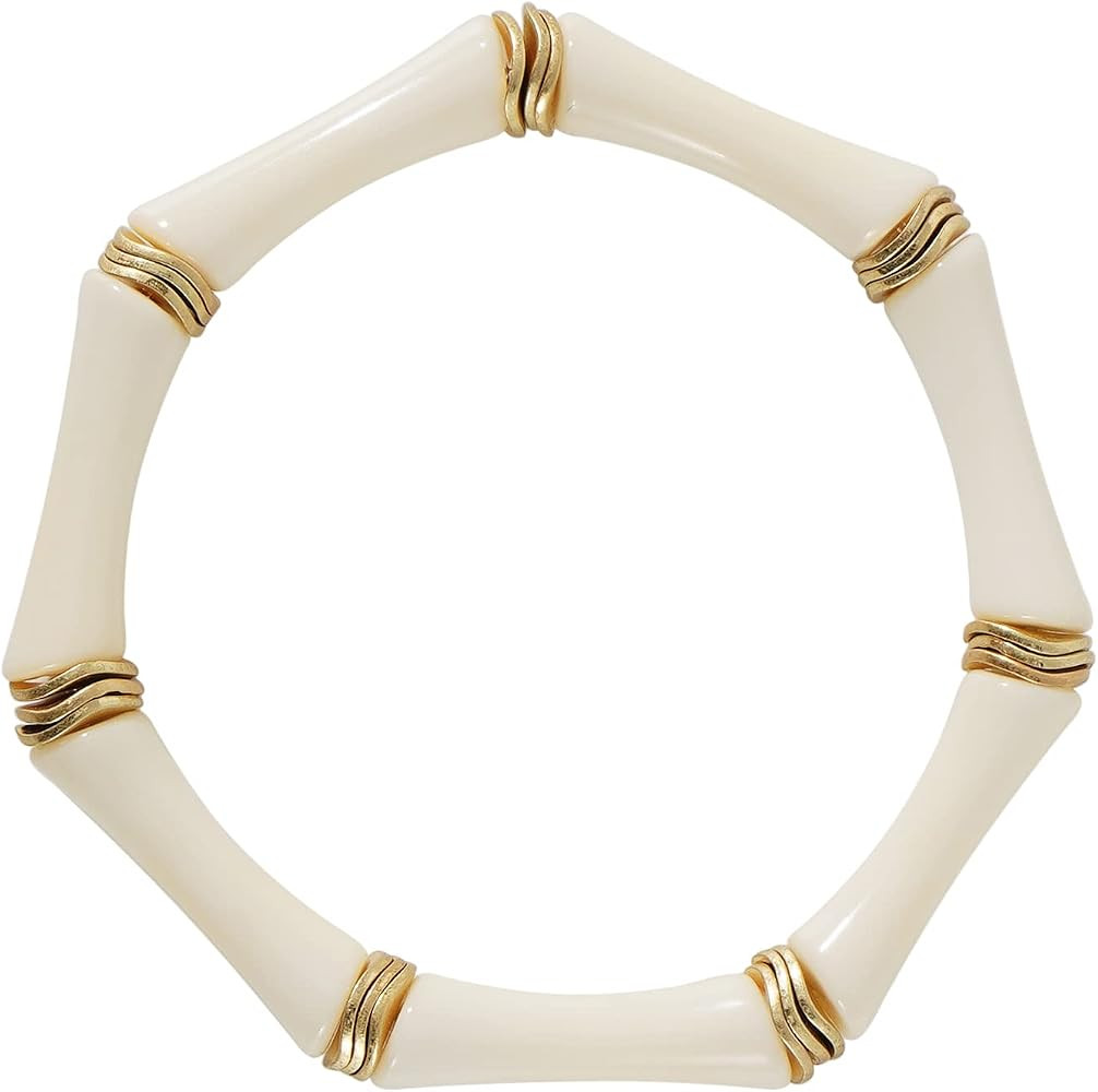 Vintage Ceramic Beads Bracelets for Women Stacking Chunky Colorful Acrylic Stretch Bamboo Tube Be... | Amazon (US)