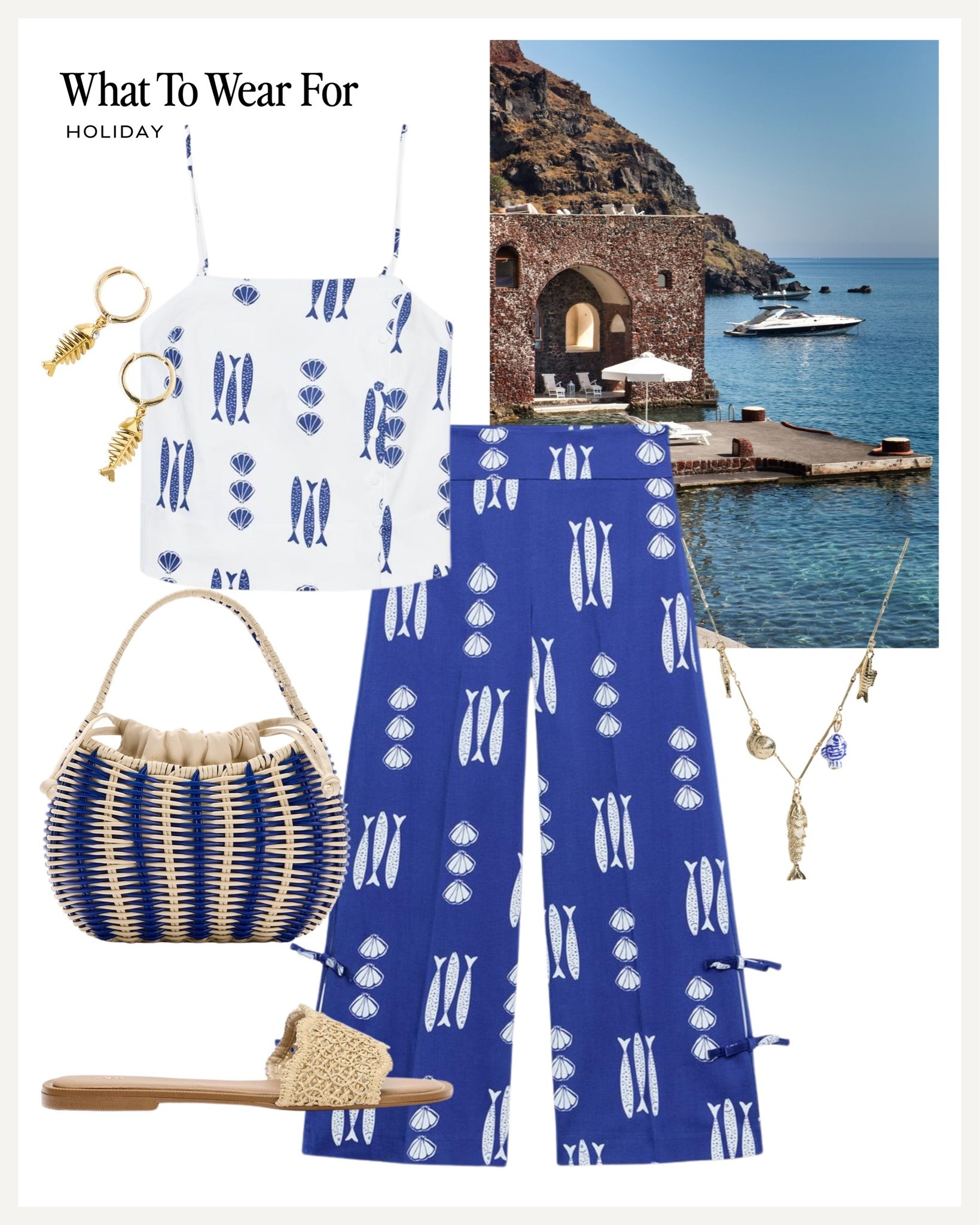 Summer holiday outfit ☀️ 

Zara new in, blue co-ord matching set, straw bag, Greek style, vacation style, summer

#LTKsummer